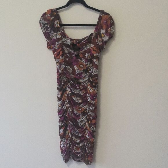 Madden NYC Floral Print Ruched Dress - Picture 1 of 7